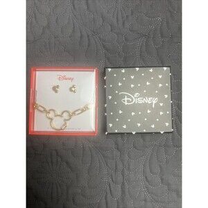 Disney Mickey Mouse 7” + 1” Bracelet & Earring Bling Set NIB Gift Girls Fan Cute